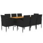 vidaXL Set da Pranzo per Esterni 9 pz in Polyrattan Nero vidaXL Set da Pranzo per Esterni 9 pz in Polyrattan Nero