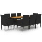 Set da Pranzo per Esterni 9 pz in Polyrattan Nero Set da Pranzo per Esterni 9 pz in Polyrattan Nero