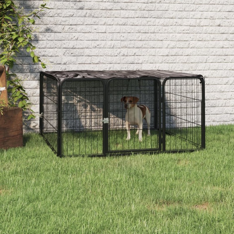 vidaXL Box Cani a 4 Pannelli Nero 100x50cm Acciaio Verniciato Polvere