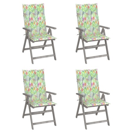 Sedie da Giardino Reclinabili 4 pz con Cuscini Massello Acacia