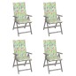 Sedie da Giardino Reclinabili 4 pz con Cuscini Massello Acacia Sedie da Giardino Reclinabili 4 pz con Cuscini Massello Acacia