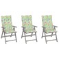 Sedie da Giardino Reclinabili 3 pz con Cuscini Massello Acacia Sedie da Giardino Reclinabili 3 pz con Cuscini Massello Acacia