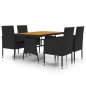 Set da Pranzo per Esterni 5 pz in Polyrattan Nero Set da Pranzo per Esterni 5 pz in Polyrattan Nero