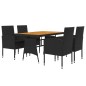 Set da Pranzo per Esterni 5 pz in Polyrattan Nero Set da Pranzo per Esterni 5 pz in Polyrattan Nero