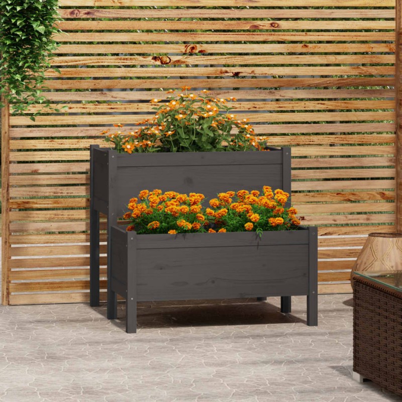 Fioriera Grigia 84,5x84x75 cm in Legno Massello di Pino Fioriera Grigia 84,5x84x75 cm in Legno Massello di Pino