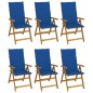 Sedie da Giardino Pieghevoli 6 pz con Cuscini Massello Acacia Sedie da Giardino Pieghevoli 6 pz con Cuscini Massello Acacia