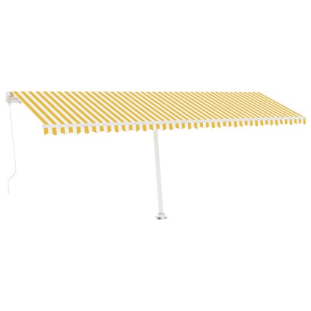 Tenda da Sole Retrattile Manuale LED 600x350 cm Giallo e Bianco