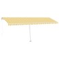 Tenda da Sole Retrattile Manuale LED 600x350 cm Giallo e Bianco Tenda da Sole Retrattile Manuale LED 600x350 cm Giallo e Bianco