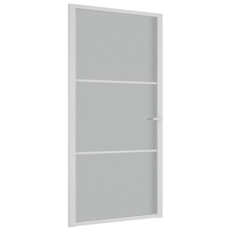 Porta Interna 102,5x201,5 cm Bianco Opaco in Vetro e Alluminio