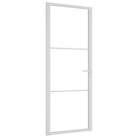 Porta Interna 83x201,5 cm Bianca in Vetro ESG e Alluminio