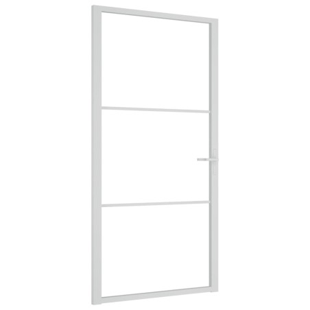 Porta Interna 102,5x201,5 cm Bianca in Vetro ESG e Alluminio
