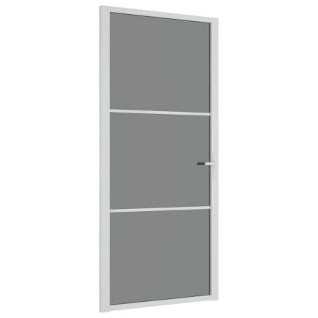 Porta Interna 93x201,5 cm Bianca in Vetro ESG e Alluminio
