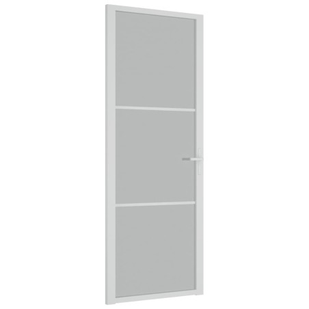Porta Interna 76x201,5 cm Bianco Opaco Vetro e Alluminio