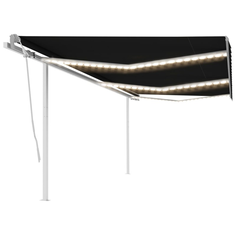 vidaXL Tenda da Sole Retrattile Manuale con LED 6x3,5 m Antracite vidaXL Tenda da Sole Retrattile Manuale con LED 6x3,5 m Antracite