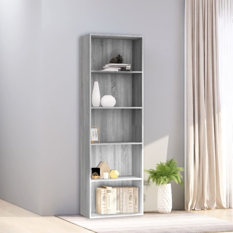 Libreria 5 Ripiani Grigio Sonoma 60x30x189 cm Legno Multistrato Libreria 5 Ripiani Grigio Sonoma 60x30x189 cm Legno Multistrato