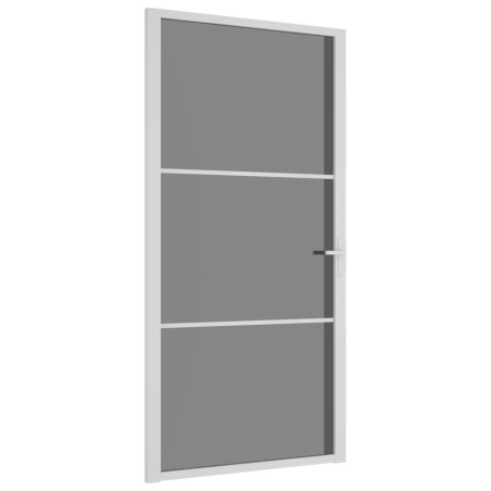 Porta Interna 102,5x201,5 cm Bianca in Vetro ESG e Alluminio