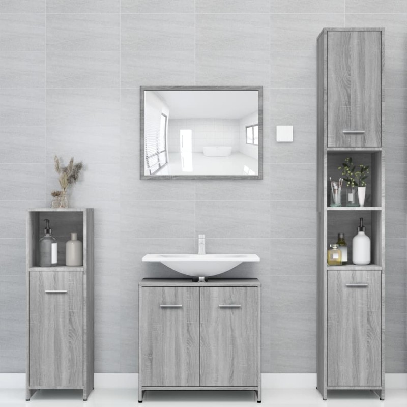 Armadietto Bagno Grigio Sonoma 30x30x183,5 cm Legno Multistrato Armadietto Bagno Grigio Sonoma 30x30x183,5 cm Legno Multistrato