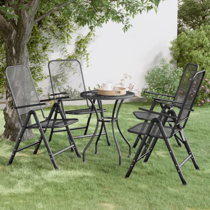 Sedie Giardino Pieghevoli 4 pz Rete Metallica Espansa Antracite Sedie Giardino Pieghevoli 4 pz Rete Metallica Espansa Antracite