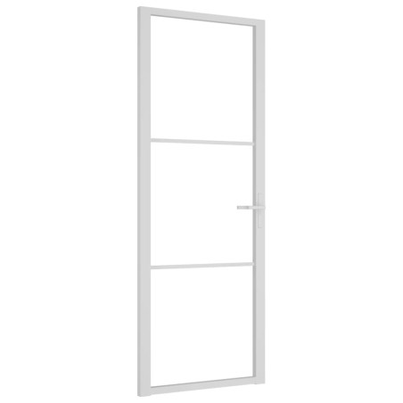 Porta Interna 76x201,5 cm Bianca in Vetro ESG e Alluminio