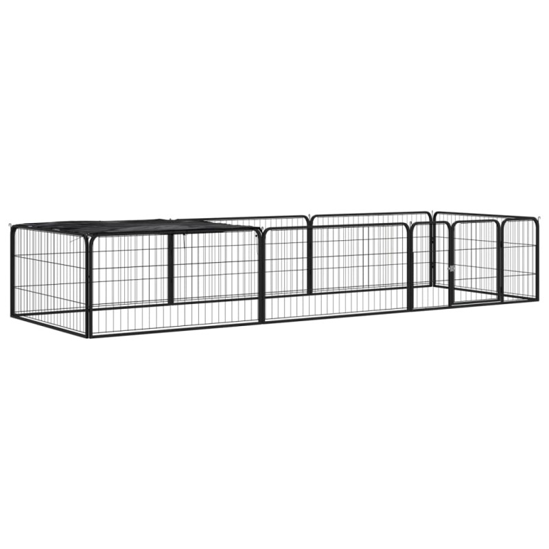 Box Cani 8 Pannelli Nero 100x50 cm Acciaio Verniciato Polvere Box Cani 8 Pannelli Nero 100x50 cm Acciaio Verniciato Polvere