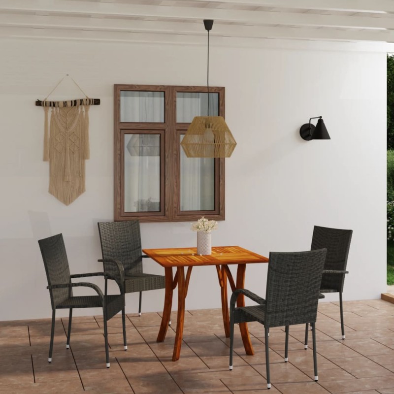 Set Mobili da Pranzo per Giardino 5 pz Grigio Set Mobili da Pranzo per Giardino 5 pz Grigio