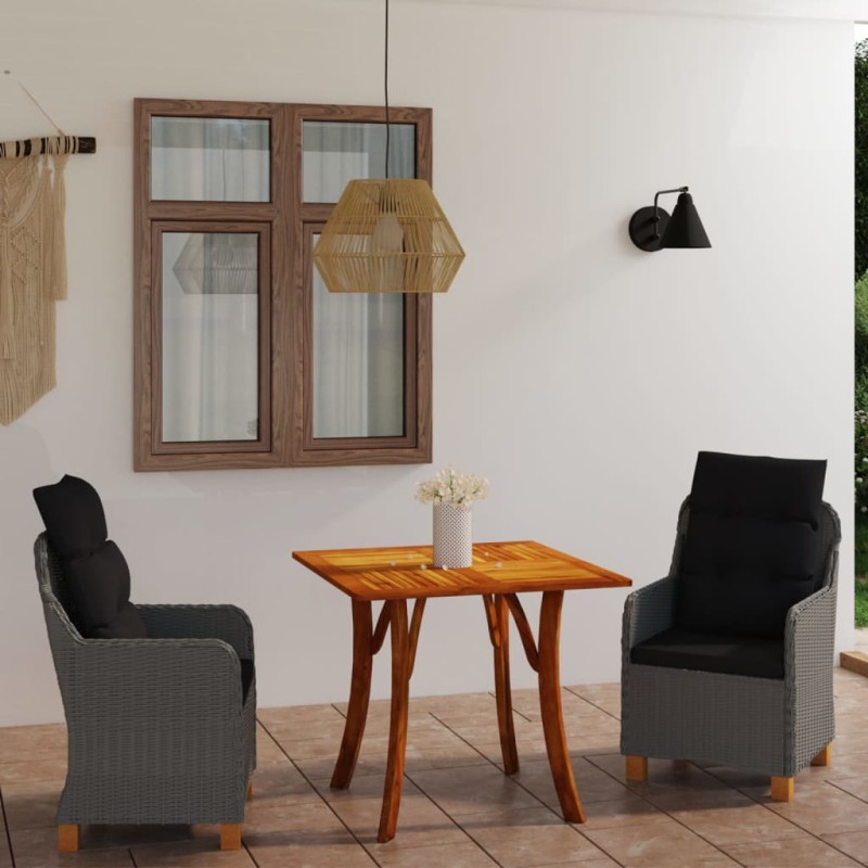 Set Mobili da Pranzo per Giardino 3 pz Grigio Chiaro Set Mobili da Pranzo per Giardino 3 pz Grigio Chiaro