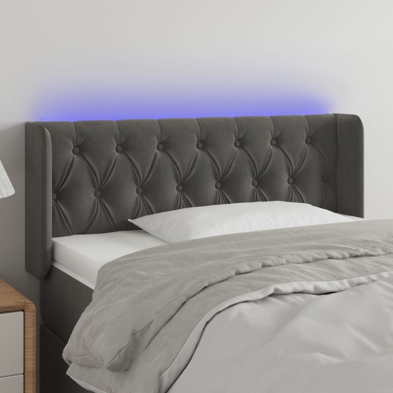Testiera a LED Grigio Scuro 103x16x78/88 cm in Velluto Testiera a LED Grigio Scuro 103x16x78/88 cm in Velluto