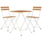 Set Bistrò Pieghevole 3pz in Legno Massello di Acacia e Acciaio