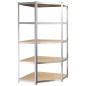 Scaffali 5 Ripiani 5 pz Argento in Acciaio e Legno Multistrato Scaffali 5 Ripiani 5 pz Argento in Acciaio e Legno Multistrato