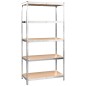 Scaffali 5 Ripiani 5 pz Argento in Acciaio e Legno Multistrato Scaffali 5 Ripiani 5 pz Argento in Acciaio e Legno Multistrato