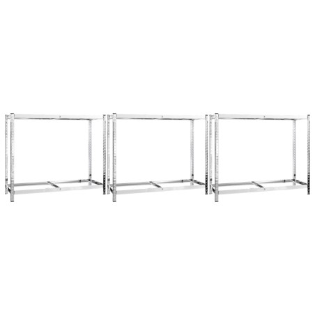 Portapneumatici a 2 Livelli 3pz Argento 110x40x110cm in Acciaio