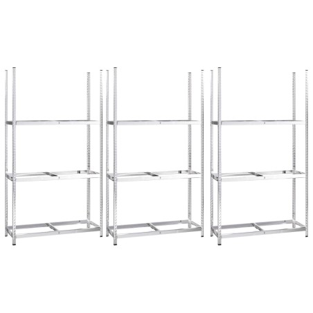 Portapneumatici a 3 Strati 3 pz Argento 110x40x200cm in Acciaio