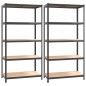 Scaffali 5 Ripiani 2 pz Antracite Acciaio e Legno Multistrato Scaffali 5 Ripiani 2 pz Antracite Acciaio e Legno Multistrato