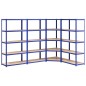 Scaffali a 5 Ripiani 4 pz Blu in Acciaio e Legno Multistrato Scaffali a 5 Ripiani 4 pz Blu in Acciaio e Legno Multistrato