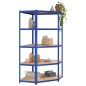 Scaffali a 5 Ripiani 4 pz Blu in Acciaio e Legno Multistrato Scaffali a 5 Ripiani 4 pz Blu in Acciaio e Legno Multistrato