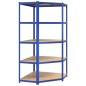 Scaffali a 5 Ripiani 4 pz Blu in Acciaio e Legno Multistrato Scaffali a 5 Ripiani 4 pz Blu in Acciaio e Legno Multistrato