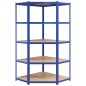 Scaffali a 5 Ripiani 4 pz Blu in Acciaio e Legno Multistrato Scaffali a 5 Ripiani 4 pz Blu in Acciaio e Legno Multistrato