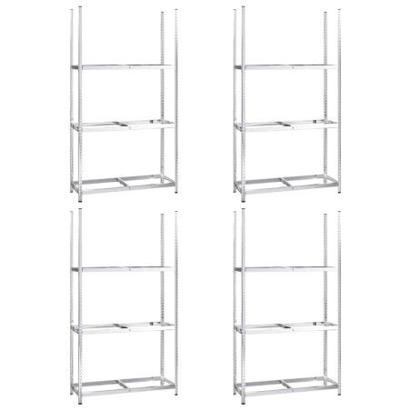 Portapneumatici a 3 Strati 4 pz Argento 110x40x200cm in Acciaio