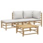 Set Salotto da Giardino 4pz con Cuscini Grigio Chiaro Bambù Set Salotto da Giardino 4pz con Cuscini Grigio Chiaro Bambù