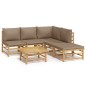 Set Salotto da Giardino 6pz con Cuscini Tortora Bambù Set Salotto da Giardino 6pz con Cuscini Tortora Bambù