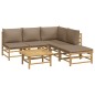 Set Salotto da Giardino 6pz con Cuscini Tortora Bambù Set Salotto da Giardino 6pz con Cuscini Tortora Bambù