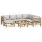 vidaXL Set Salotto da Giardino 8pz con Cuscini Grigio Chiaro Bambù vidaXL Set Salotto da Giardino 8pz con Cuscini Grigio Chiaro Bambù