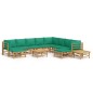 Set Salotto da Giardino 12pz con Cuscini Verdi Bambù Set Salotto da Giardino 12pz con Cuscini Verdi Bambù
