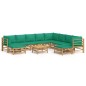 Set Salotto da Giardino 11pz con Cuscini Verdi Bambù Set Salotto da Giardino 11pz con Cuscini Verdi Bambù