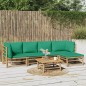 Set Salotto da Giardino 6pz con Cuscini Verdi Bambù Set Salotto da Giardino 6pz con Cuscini Verdi Bambù