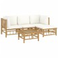 vidaXL Set Salotto da Giardino 5pz con Cuscini Bianco Crema in Bambù vidaXL Set Salotto da Giardino 5pz con Cuscini Bianco Crema in Bambù
