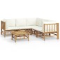 vidaXL Set Salotto da Giardino 6pz con Cuscini Bianco Crema in Bambù vidaXL Set Salotto da Giardino 6pz con Cuscini Bianco Crema in Bambù