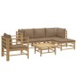vidaXL Set Salotto da Giardino 6pz con Cuscini Tortora Bambù