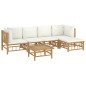 Set Salotto da Giardino 6pz con Cuscini Bianco Crema in Bambù Set Salotto da Giardino 6pz con Cuscini Bianco Crema in Bambù