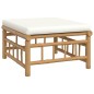 Set Salotto da Giardino 6pz con Cuscini Bianco Crema in Bambù Set Salotto da Giardino 6pz con Cuscini Bianco Crema in Bambù